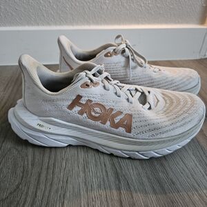 Hoka Profly+ White and Tan Running Shoes Size 7B